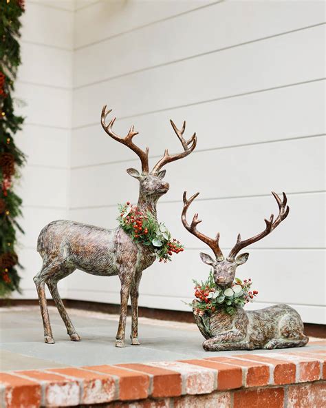 Festive Antiqued Deer Christmas Decorations Balsam Hill