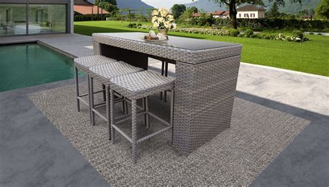 Monterey Bar Table Set With Backless Barstools 7 Piece Outdoor Wicker