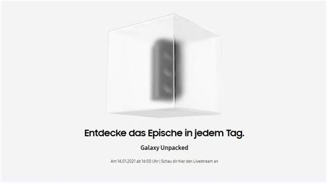 An advertisement for samsung electronics co. Launch der S21-Serie: Galaxy Unpacked offiziell am 14. Januar