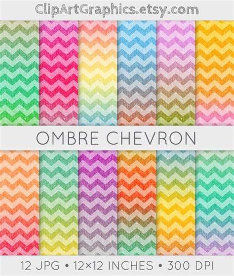 Spring Ombre Chevron Digital Paper Watercolor By Clipartgraphics