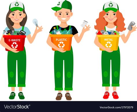 Kids Learning Recycle Trash Waste Recycling Vector Image