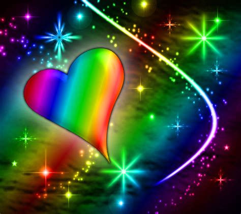 Rainbow Heart With Plasma Stars Wallpaper Butterfly Background Heart