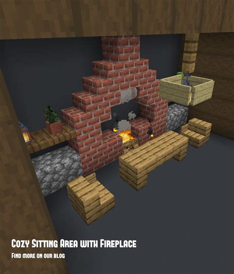 Fireplace Sitting Area In 2021 Minecraft Cottage Minecraft Interior