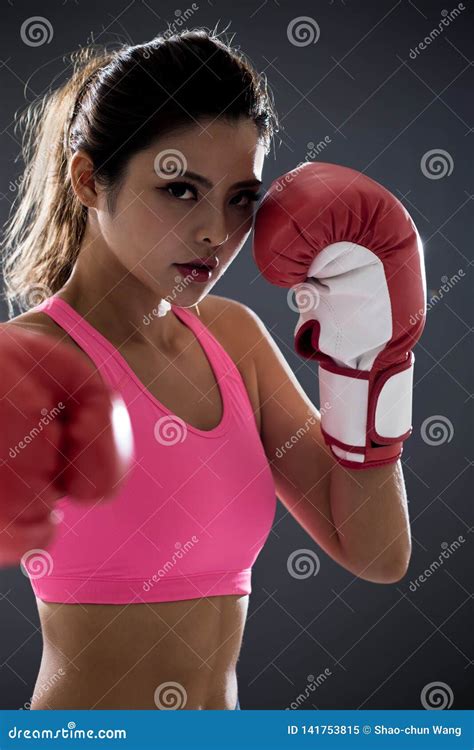 Woman Posing In Boxing Gloves Stock Image Image Of Competition Power