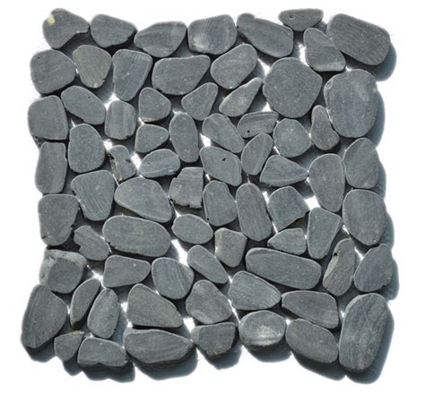 Sliced Black Pebble Tile Pebble Tile Mosaics