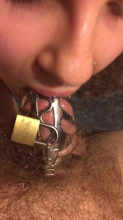 hotvixenwifey blows cock in chastity cage xhamster