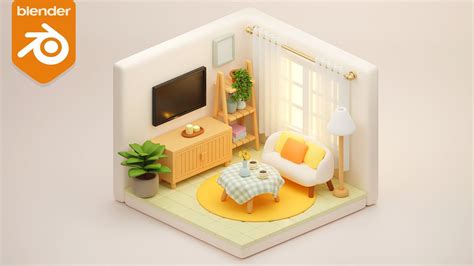 Blender 3d Beginner Tutorial 3d Isometric Living Room Part 1 Youtube