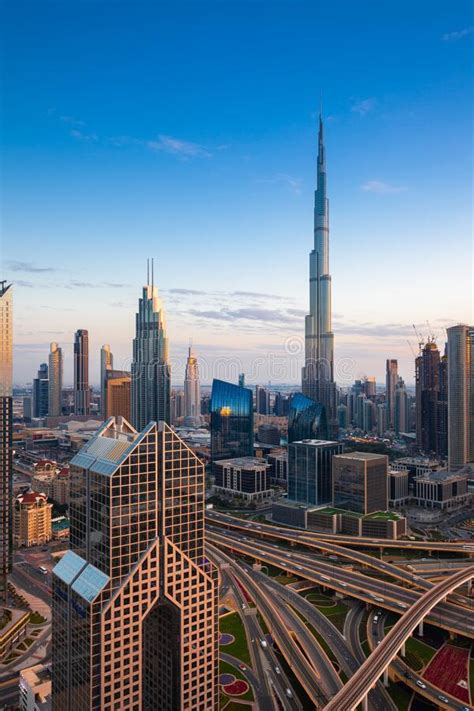 Dubai Skyline At Dusk Uae Stock Image Image Of Business 199375365