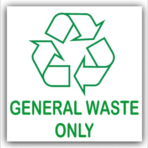 General Waste Only Recycling Bin Adhesive Sticker Recycle