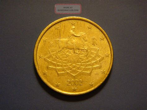 Italy 50 Euro Cent 2002 Coin Marcus Aurelius On Horseback