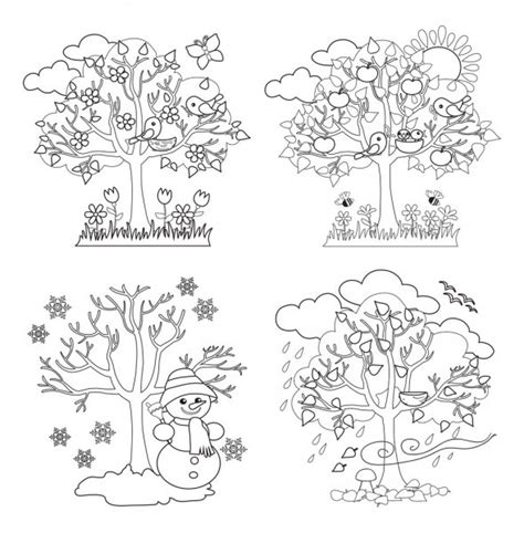 Coloring Book Tree 4 Seasons To Print And Online