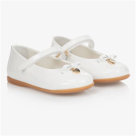 Dolce And Gabbana Ivory Patent Leather Shoes Childrensalon