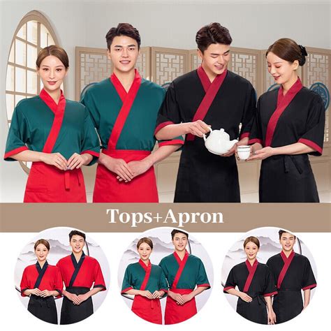 Japanese Cook Uniform Unisex Medium Sleeve Kimono Chef Sushi Restaurant Overalls Shopee