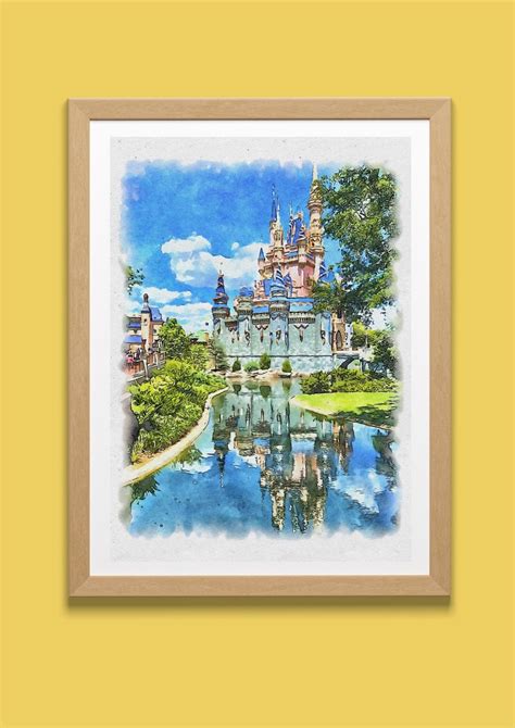 Disneys Cinderellas Castle Watercolour Print Disney Print Etsy