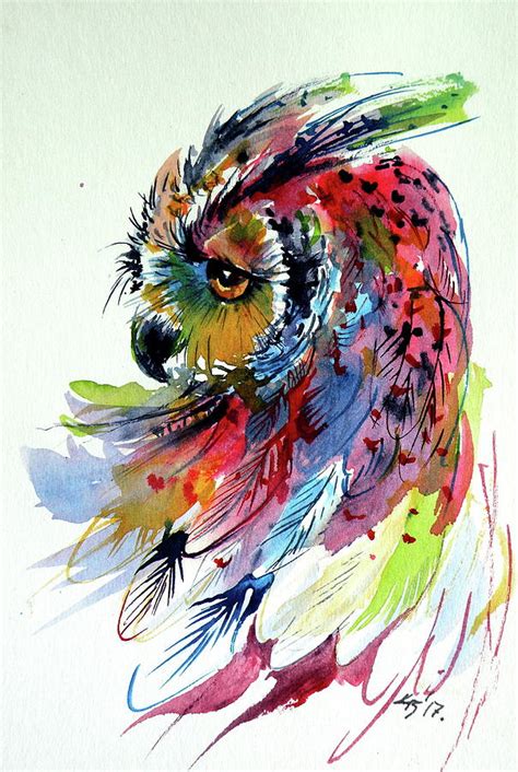 Cute Colorful Owl Painting By Kovacs Anna Brigitta Fine Art America