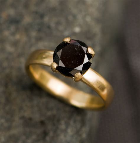 Black Diamond Gold Engagement Ring By William White