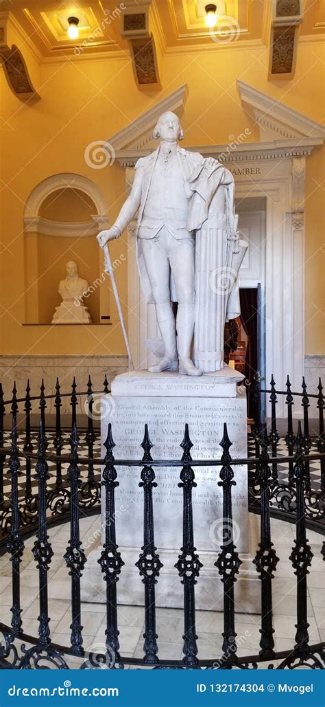 A Statue Of George Washington In The Virginia State Capitol Rotunda