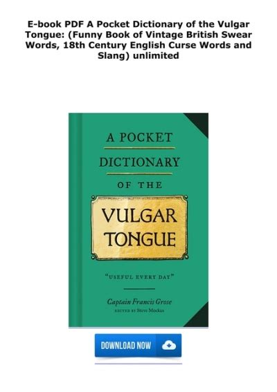E Book Pdf A Pocket Dictionary Of The Vulgar Tongue Funny Book Of