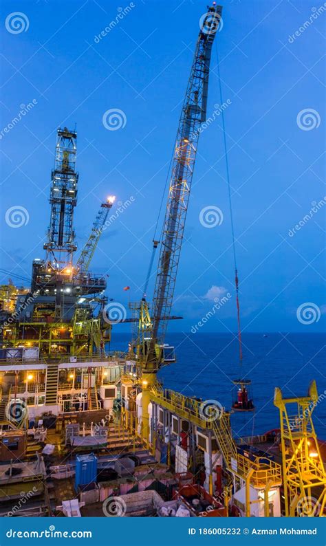 Oil And Gas Tender Platform During Drilling Stock Photo Image Of