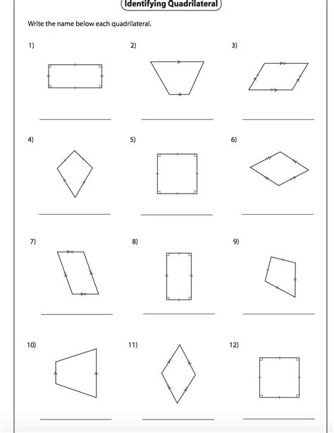 Worksheets On Quadrilaterals
