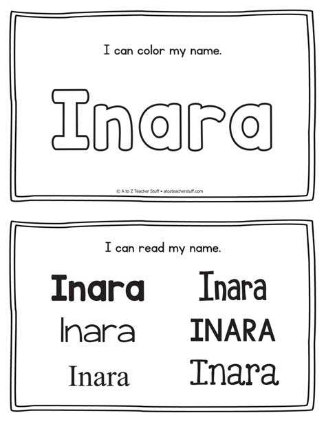 Inara Name Printables For Handwriting Practice A To Z Teacher Stuff