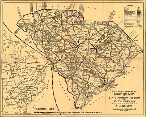 South Carolina Roads And Highways Sc Road Map 1926