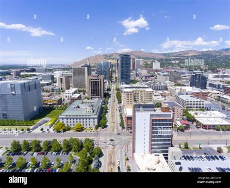 Aerial View Of Salt Lake City Downtown On Main Street In Salt Lake City