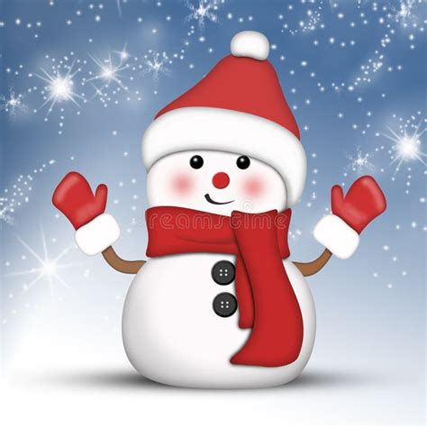 Amusing Snowman Dressed In Blue Stock Illustration Illustration Of