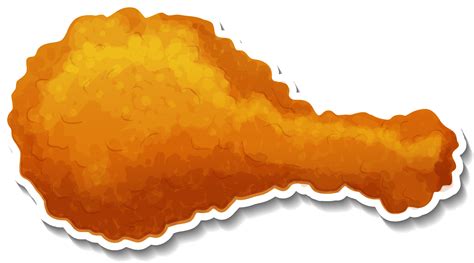 Muslo De Pollo Frito En Estilo De Dibujos Animados Vector En