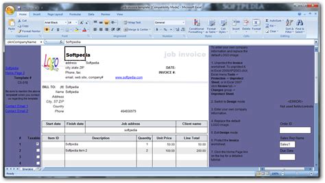 Job Invoice Template Excel Pdf Template