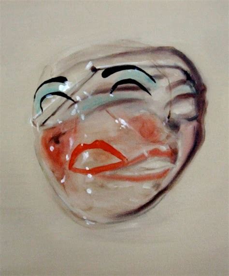 An Oil Painting Of A Face With Eyes Closed And Nose Painted In White