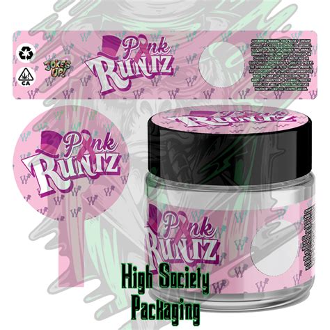 Jokes Up Pink Runtz Strain Labels For Glass Jars High Society Packaging