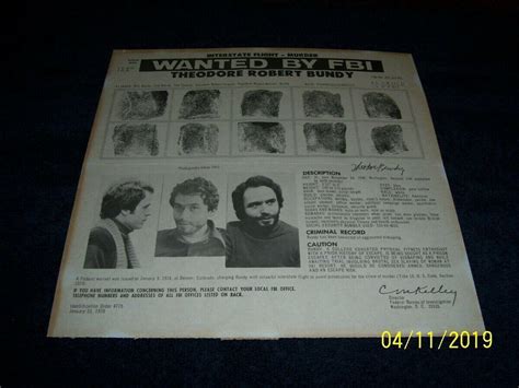 Original Ted Bundy Wanted Poster Post Office