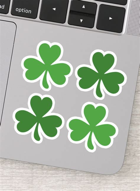 Green Three Leaf Clover Shamrock St Patricks Day Sticker