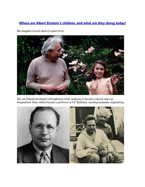 Solution Where Are Albert Einstein S Children And What Are They Doing