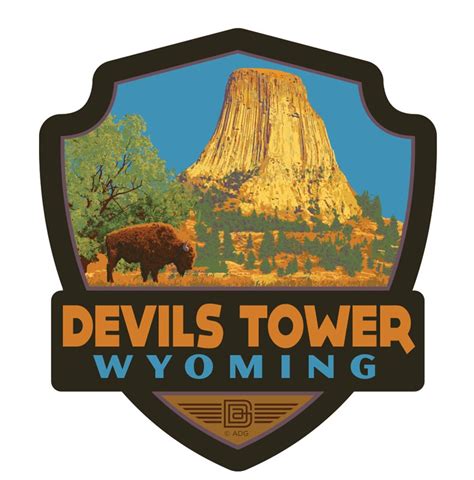 Devils Tower Emblem Wooden Magnet American Made