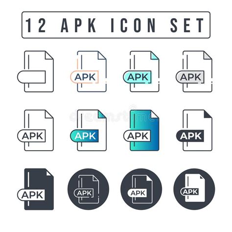 Apk File Format Icon Set 12 Apk Icon Set Stock Vector Illustration