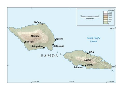 Detailed Relief Map Of Samoa Samoa Oceania Mapsland M