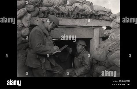 Ww1 Allied Soldiers At Daily Routine In Trench Stock Video Footage