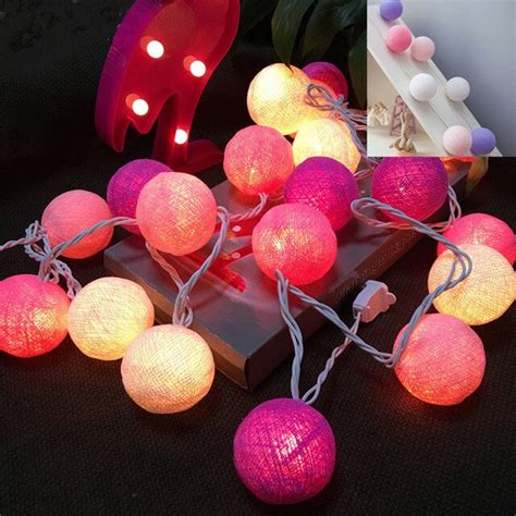 20 Cotton Ball String Lights Fairy Hanging Wedding Bedroom Living Room