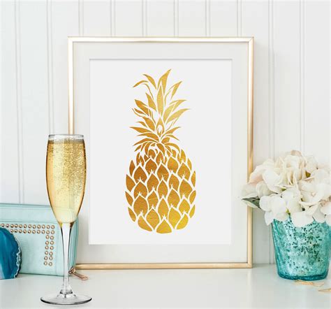 Faux Gold Foil Pineapple Print Gold Pineapple Printable Gold Etsy
