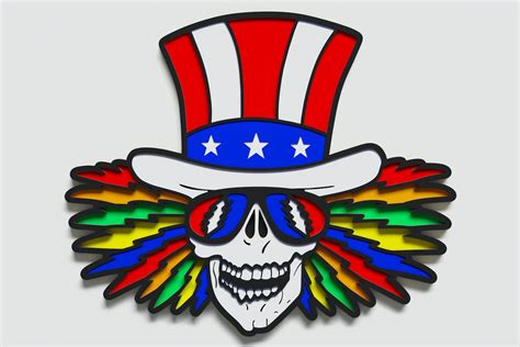 Multilayer Grateful Dead Uncle Sam Skull Design Dxf Svg Etsy