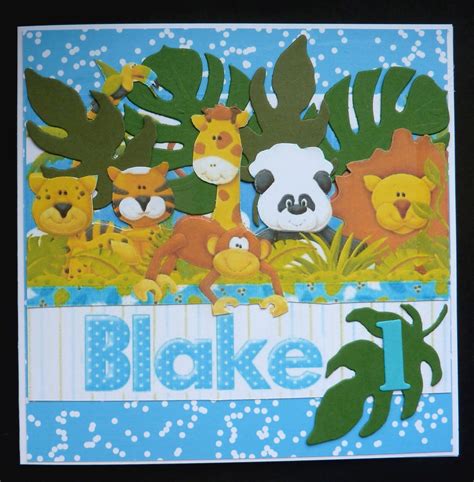 S648 Hand Made Birthday Card Using Craftsuprint Jungle Animals