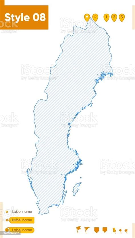 Ilustración De Suecia Mapa De Cuadrícula Aislado Sobre Fondo Blanco