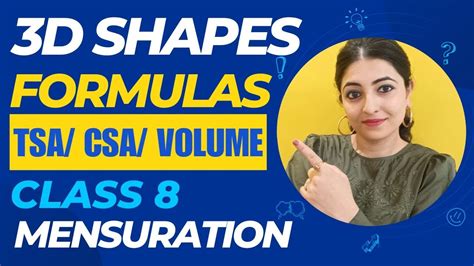 3d Shapes Formulas Mensuration Class 8 Chapter 11 Youtube