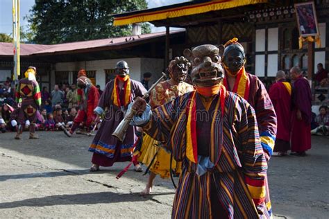 Bhutanese Mask Dance The Imp Holds His Trumpet Bumthang Central