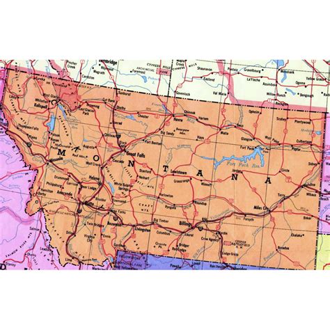 Laminated Map Highways Map Of Montana State Poster 20 X 30 Walmart