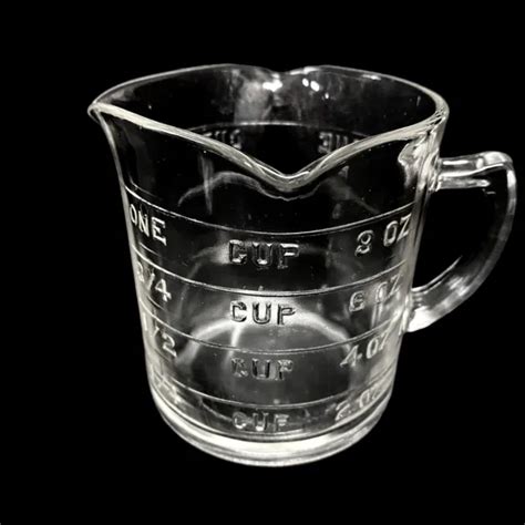 Hazel Atlas Triple Spout Clear Glass Measuring Cup Oz Vintage