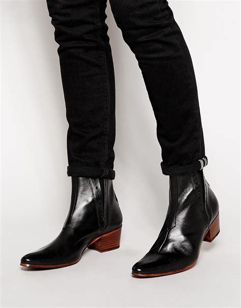 jeffery west leather heel chelsea boots at mens heeled boots black leather chelsea