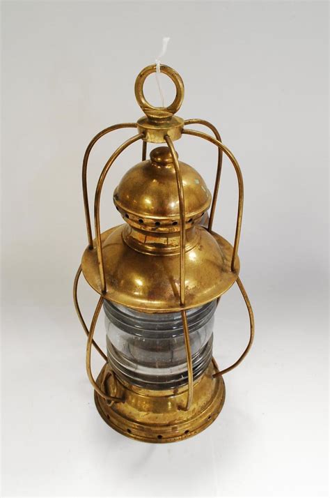 Sold Price Antique Brass Ships Anchor Oil Lamp Lantern With Wedge